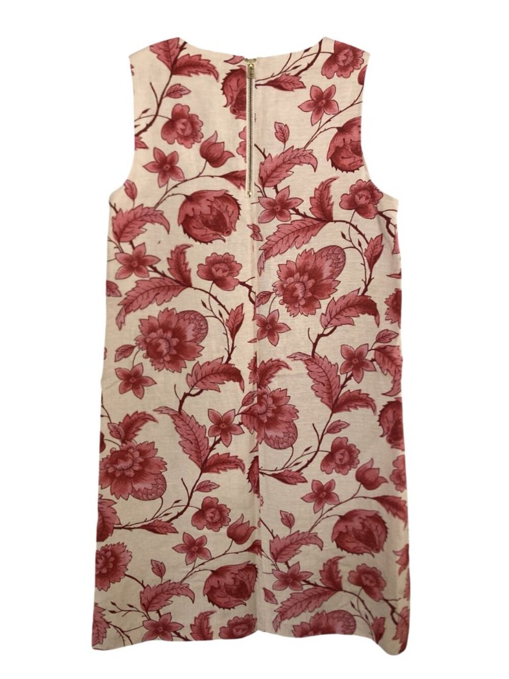 Floral Linen Blend Sleeveless Dress By Carmen Marc Valvo Size 8 With Back Zipper - Picture 2 of 5